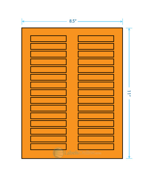3" x .5" - 30 up - Fluorescent Orange (Laser)