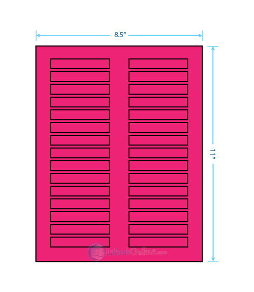3" x .5" - 30 up - Fluorescent Pink (Laser)