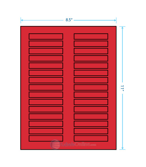 3" x .5" - 30 up - Fluorescent Red (Laser)