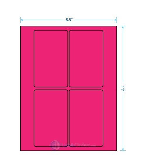 3" x 5" Barcode Labels - 4 up - Fluorescent Pink