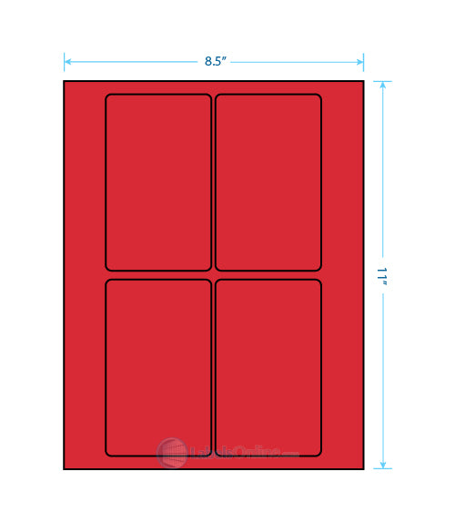 3" x 5" Barcode Labels - 4 up - Fluorescent Red