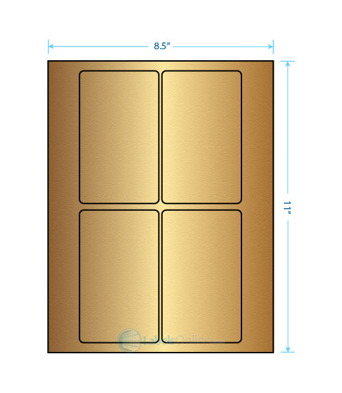 3" x 5" Barcode Labels - 4 up - Gold Foil