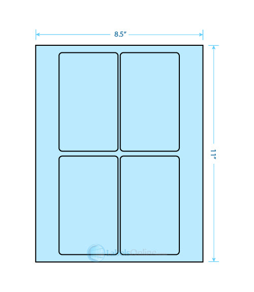 3" x 5" Barcode Labels - 4 up - Pastel Blue