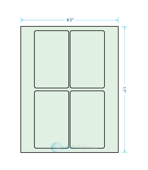 3" x 5" Barcode Labels - 4 up - Pastel Green