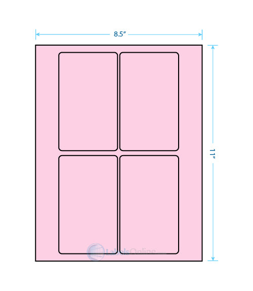 3" x 5" Barcode Labels - 4 up - Pastel Pink