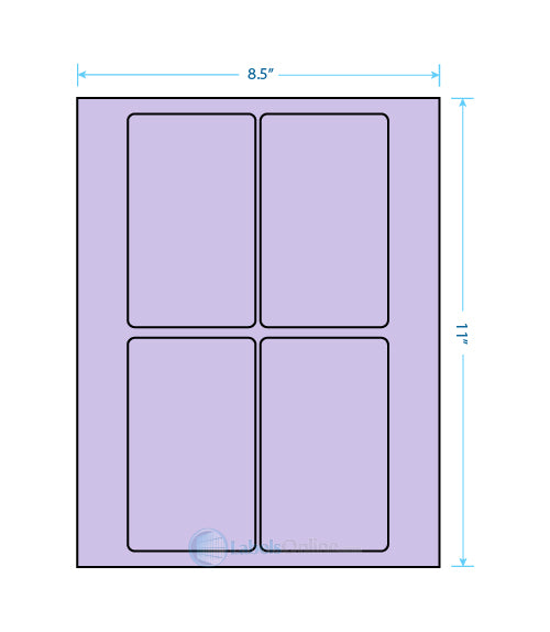 3" x 5" Barcode Labels - 4 up - Pastel Purple