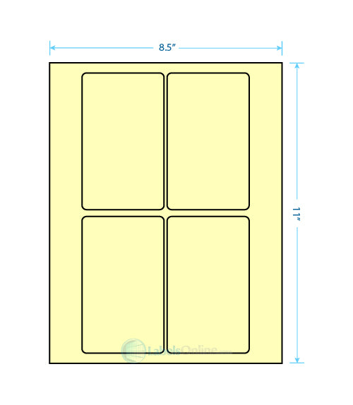 3" x 5" Barcode Labels - 4 up - Pastel Yellow