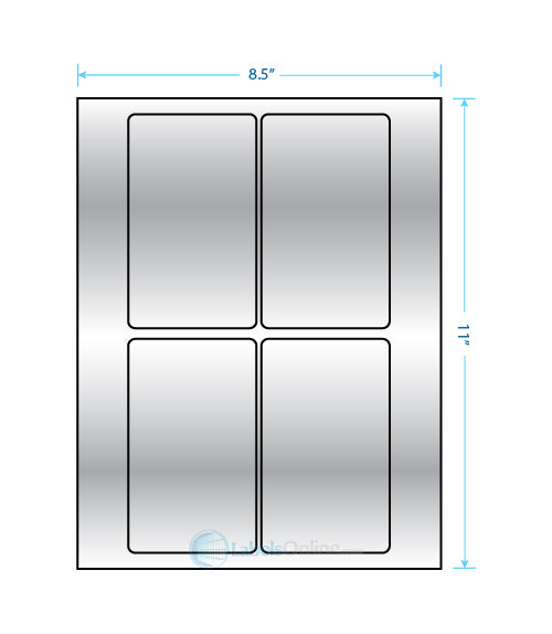 3" x 5" Barcode Labels - 4 up - Silver Foil