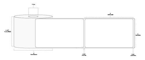 3" x 5" Floodcoated Direct Thermal Paper Label; Perforated; 1" Core; 4" OD; 12 Rolls/carton (300 Labels/roll) - 345 Green