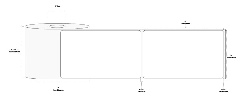 3" x 5" Floodcoated Direct Thermal Paper Label; Perforated; 1" Core; 4" OD; 12 Rolls/carton (300 Labels/roll) - Pantone Yellow