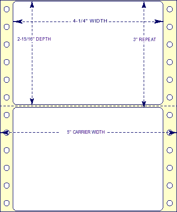 4-1/4" x 2-15/16" - Pinfed Blank EDP Label; 1 Label Across; 5,000 Labels/carton - Fanfolded
