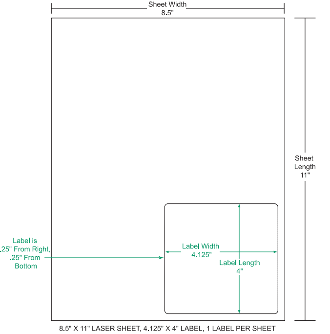 4.125" x 4" Integrated Labels; 1 up (1,500 sheets/case)