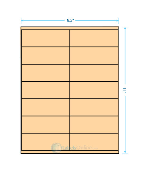 4.1875" x 1.5" sheet labels, 14 per sheet, pastel orange (laser)