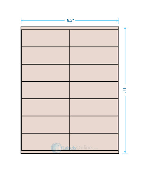 4.1875" x 1.5" sheet labels, 14 per sheet, pastel tan (laser)