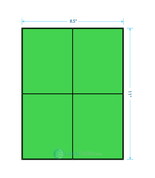 4.1875" x 5.4375" - 4 up - Fluorescent Green