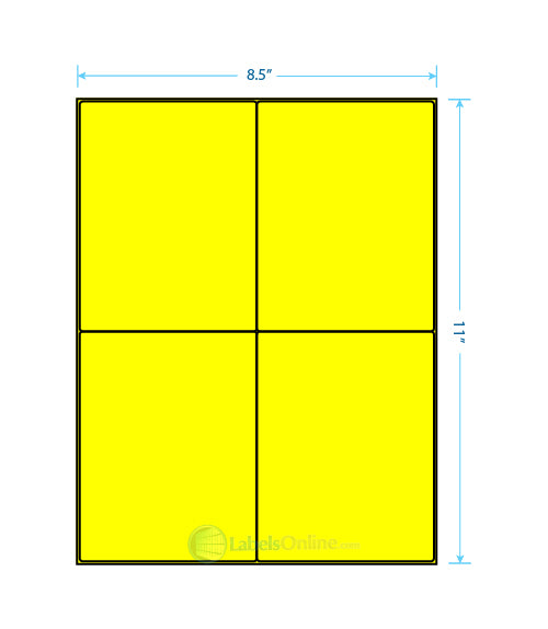 4.1875" x 5.4375" - 4 up - Fluorescent Yellow