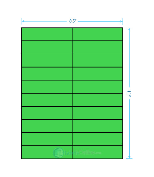 4.25" x 1.1" - 20 up - Fluorescent Green (Laser)