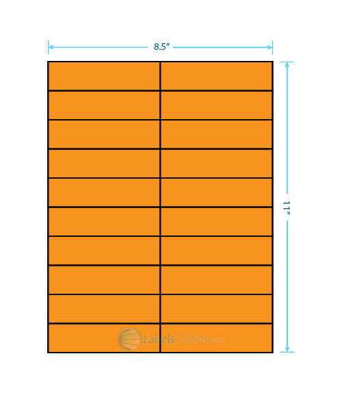 4.25" x 1.1" - 20 up - Fluorescent Orange (Laser)