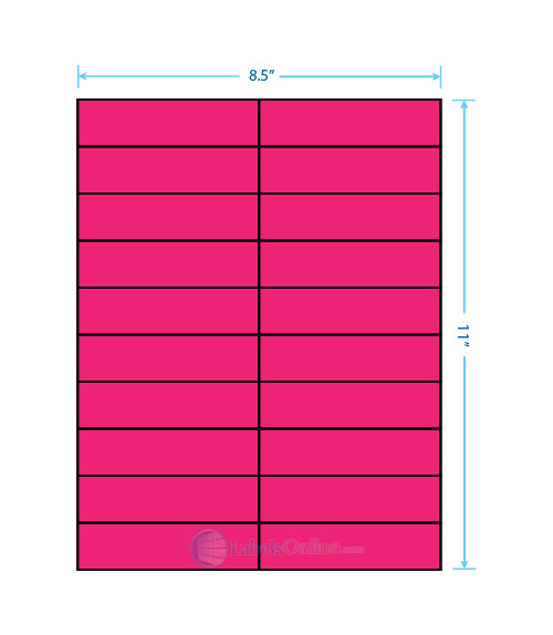 4.25" x 1.1" - 20 up - Fluorescent Pink (Laser)
