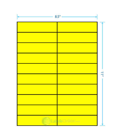 4.25" x 1.1" - 20 up - Fluorescent Yellow (Laser)