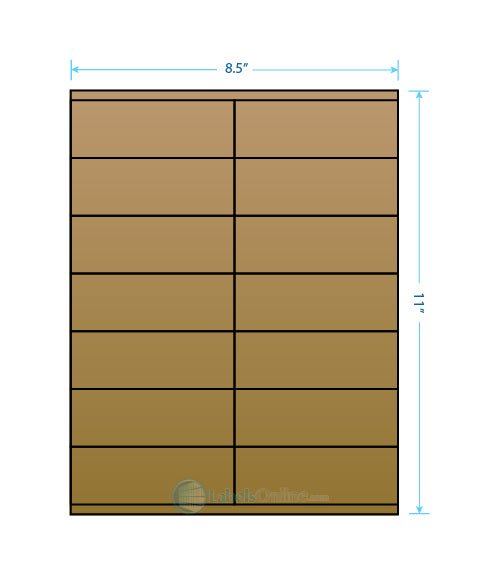 4.25" x 1.5" barcode labels, 14 per sheet, brown kraft