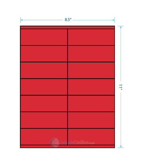 4.25" x 1.5" Barcode Labels - 14 up - Fluorescent Red