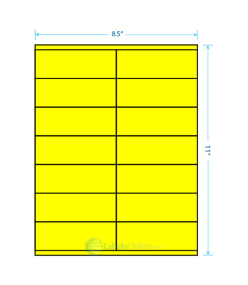 4.25" x 1.5" Barcode Labels - 14 up - Fluorescent Yellow