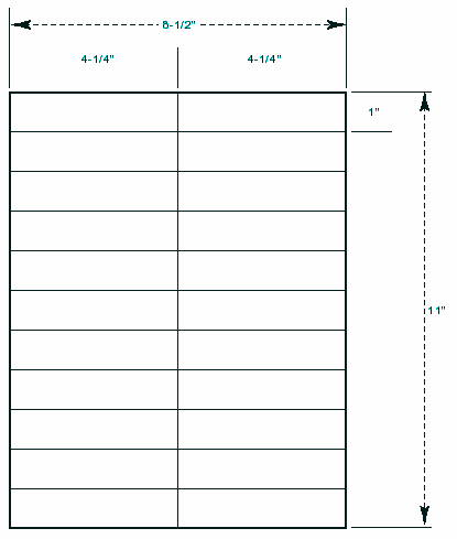 4.25" x 1" Laser/Inkjet Labels; 22 up (2,200 labels/case) - Standard White Matte