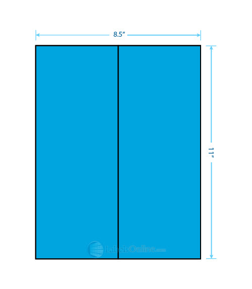 4.25" x 11" sheet labels, 2 per sheet, fluorescent blue (laser)