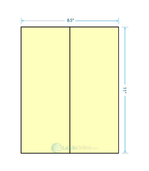 4.25" x 11" - 2 up - Pastel Yellow (Laser)