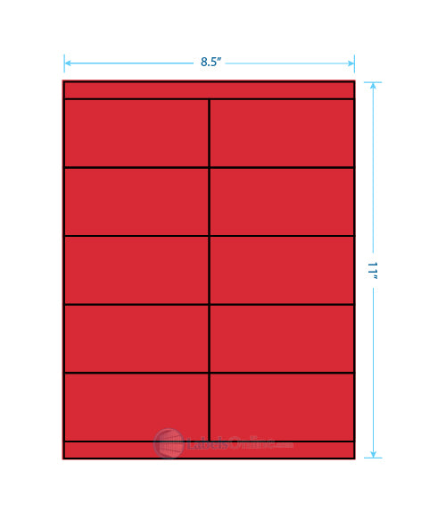 4.25" x 2" - 10 up - Fluorescent Red