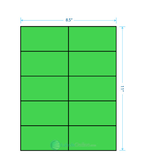 4.25" x 2.2" - 10 up - Fluorescent Green