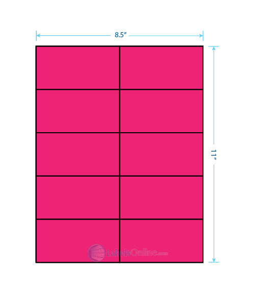 4.25" x 2.2" - 10 up - Fluorescent Pink