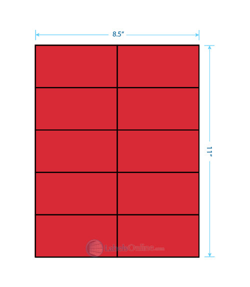 4.25" x 2.2" - 10 up - Fluorescent Red