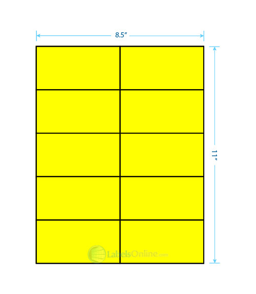 4.25" x 2.2" - 10 up - Fluorescent Yellow