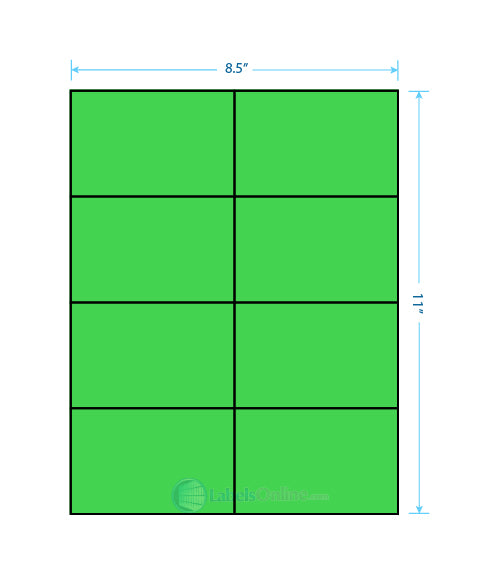 4.25" x 2.75" - 8 up - Fluorescent Green