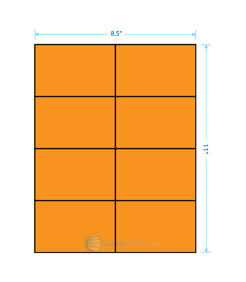 4.25" x 2.75" - 8 up - Fluorescent Orange