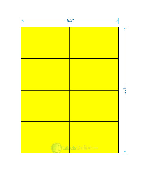 4.25" x 2.75" - 8 up - Fluorescent Yellow