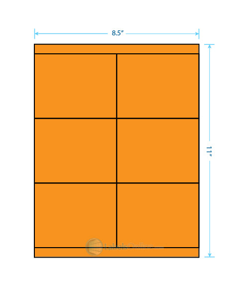 4.25" x 3.33" - 6 up - Fluorescent Orange