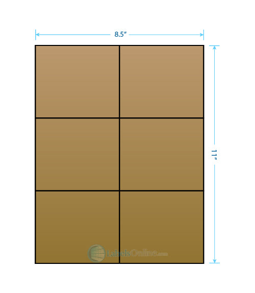 4.25" x 3.66" - 6 up - Brown Kraft