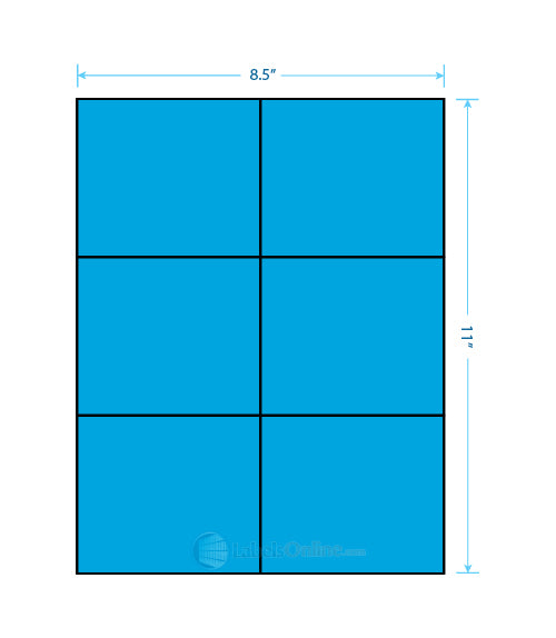 4.25" x 3.66" - 6 up - Fluorescent Blue