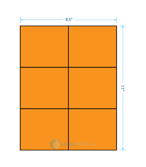 4.25" x 3.66" - 6 up - Fluorescent Orange