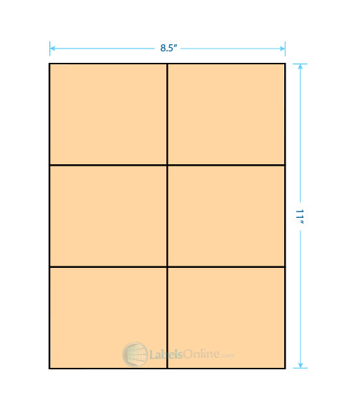 4.25" x 3.66" - 6 up - Pastel Orange