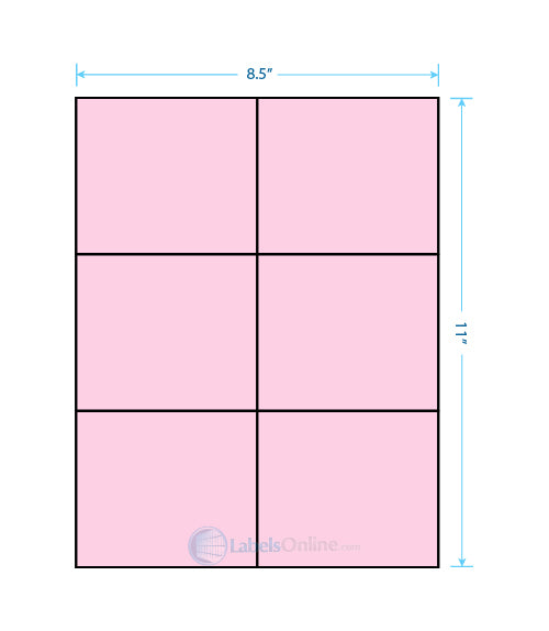 4.25" x 3.66" - 6 up - Pastel Pink