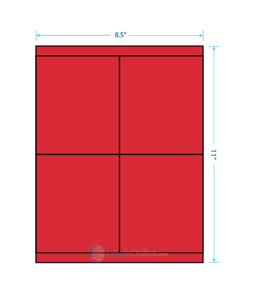 4.25" x 5" - 4 up - Fluorescent Red