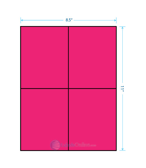 4.25" x 5.5" Barcode Labels - 4 up - Fluorescent Pink