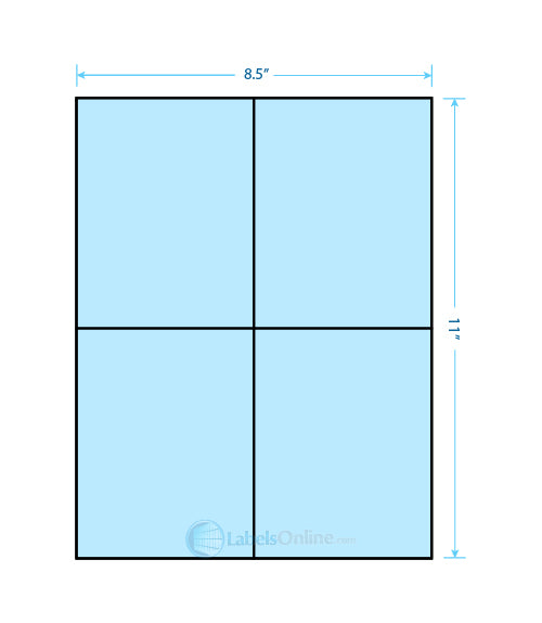 4.25" x 5.5" Barcode Labels - 4 up - Pastel Blue