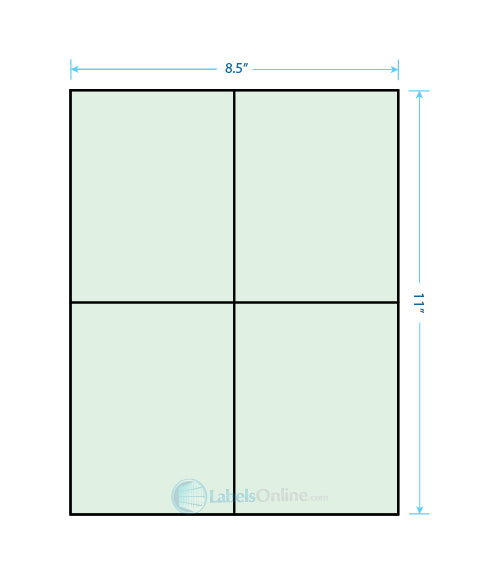 4.25" x 5.5" Barcode Labels - 4 up - Pastel Green
