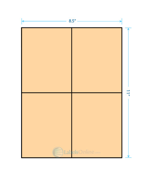 4.25" x 5.5" Barcode Labels - 4 up - Pastel Orange