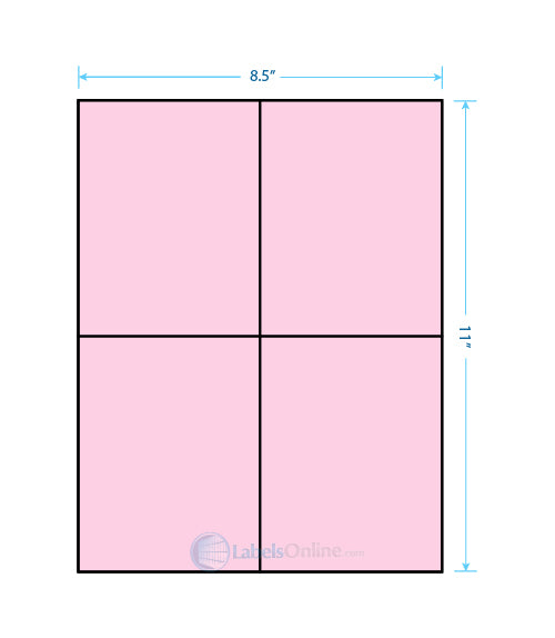 4.25" x 5.5" Barcode Labels - 4 up - Pastel Pink